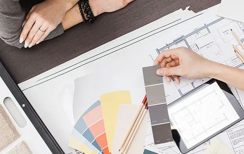 Remodel Planning Tools Including Paint Swatches and Blueprint